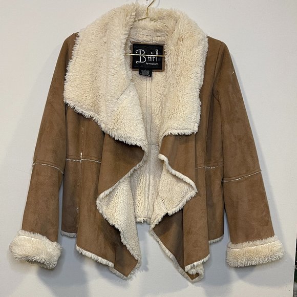 B Hip by Me Jane Faux Suede Shearling Waterfall Jacket - Picture 1 of 3